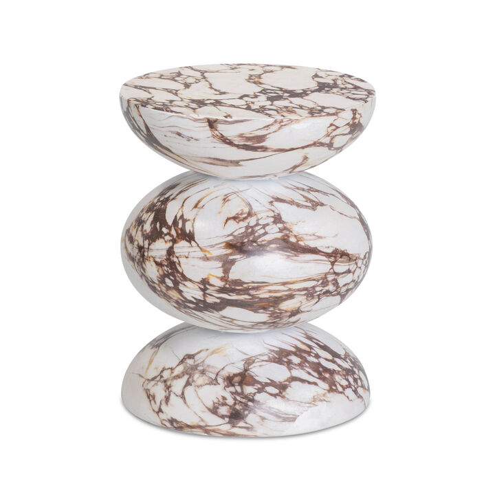 Pia Red Faux Marble Indoor/Outdoor Concrete Side Table