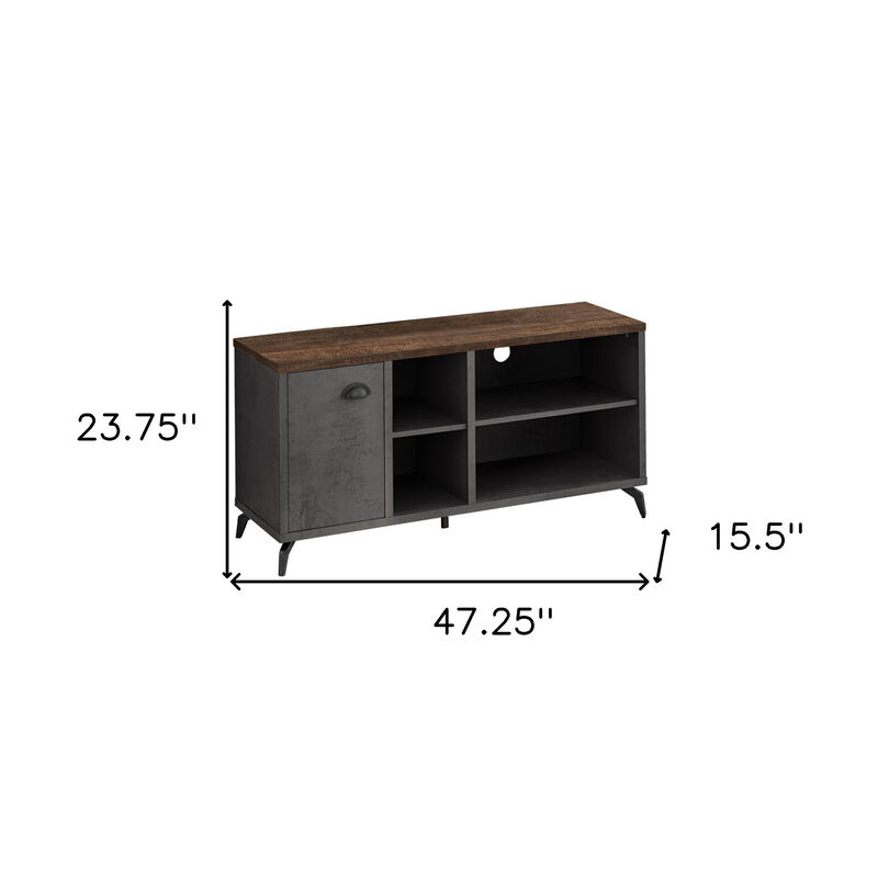 HomeRoots 47" Brown And Gray Distressed Reclaimed Wood Enclosed and Open Storage TV Stand image number 4