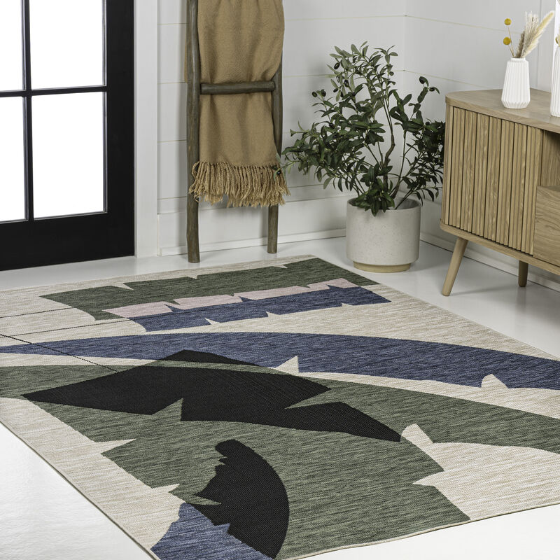 Shelby Coastal Vintage Abstract Palm Leaf Indoor/Outdoor Area Rug