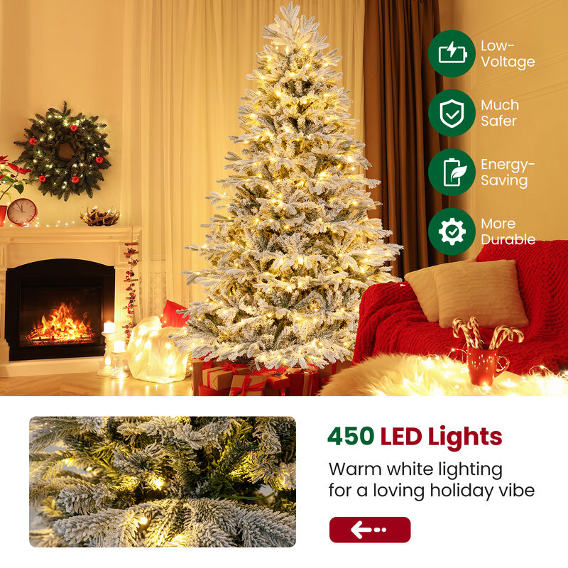 Artificial Pre-Lit Christmas Tree Hinged Xmas Tree with Warm White LED lights