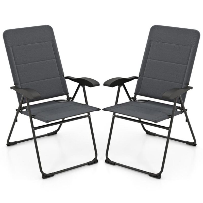 Hivvago 2 Pieces Outdoor Folding Patio Chairs with Adjustable Backrests for Bistro and Backyard