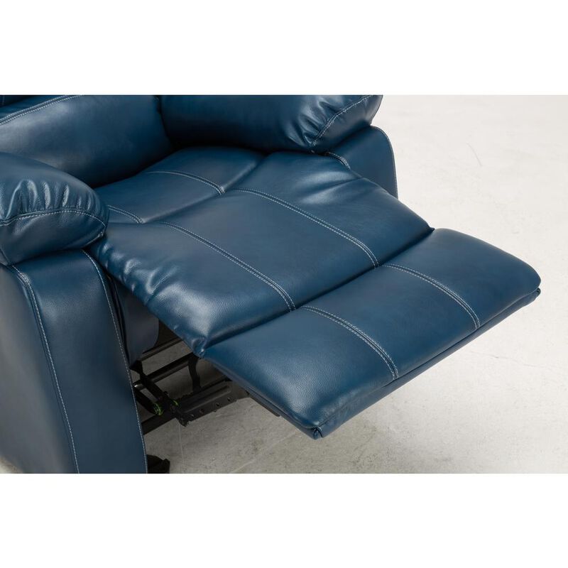 Comfort Pointe Clifton Navy Blue Leather Gel Glider Rocker Recliner