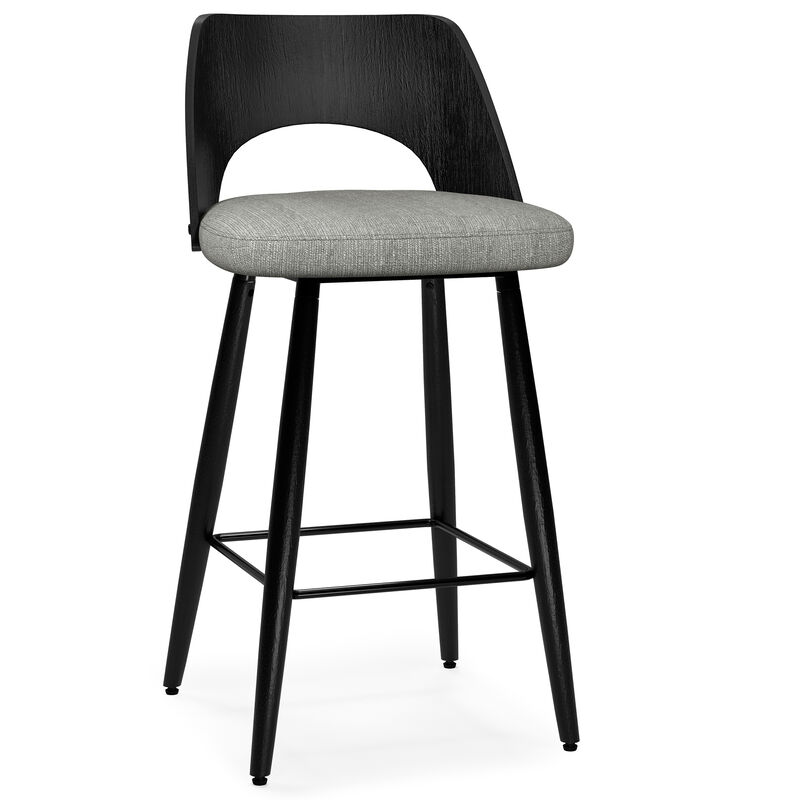 Callie Contemporary 16 inch Counter Height stool (Set of 2) in Grey Polyester linen fabric