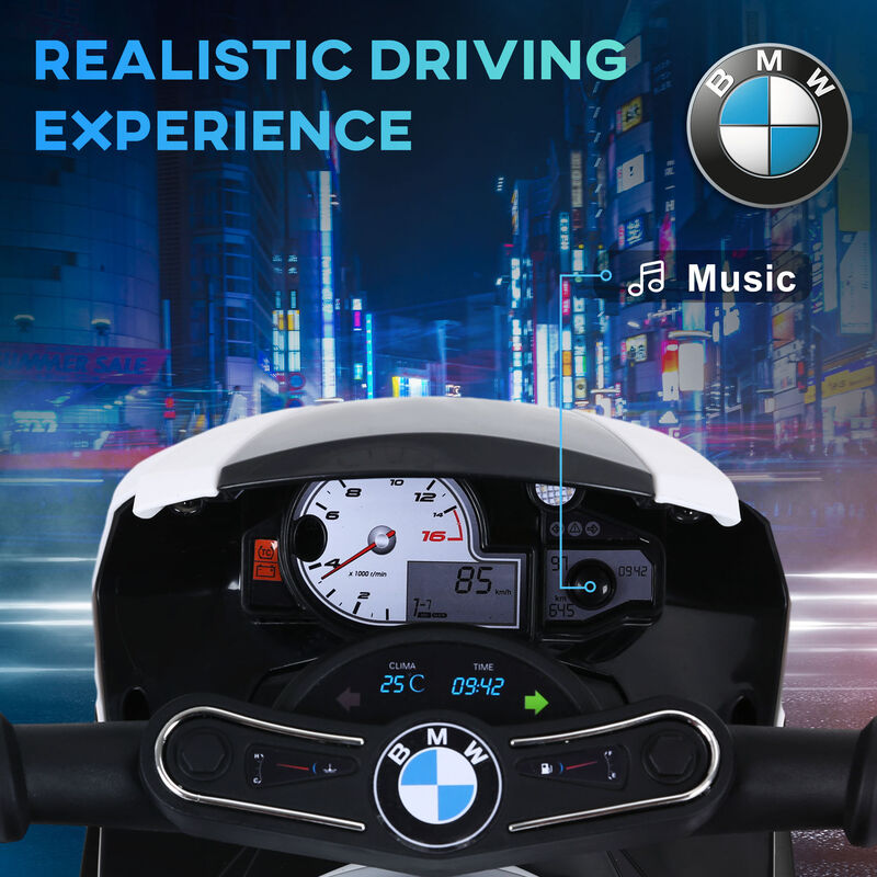 BreeBe 6V 3 Wheeled Electric Motorcycle, Kids Motorcycle Licensed BMW with Headlight, Music image number 3