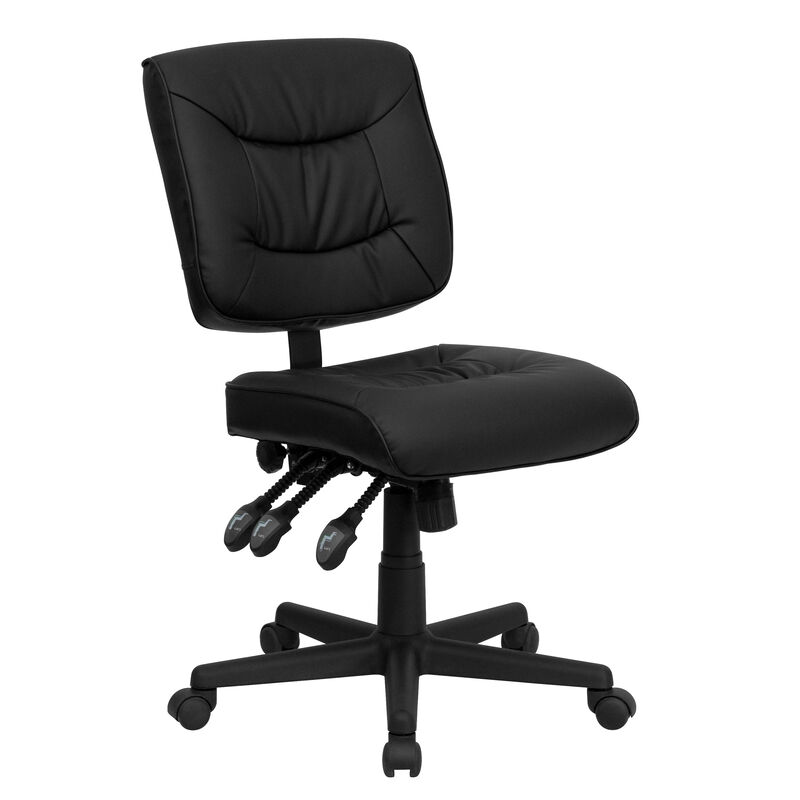 Cole Mid-Back Black LeatherSoft Multifunction Swivel Ergonomic Task Office Chair image number 0