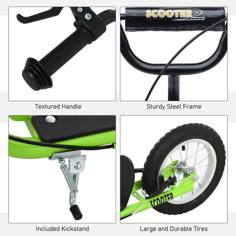BreeBe Teens Youth Scooter Ride On Toy with Adjustable Handlebar, Dual Brakes, and Inflatable Wheels image number 6