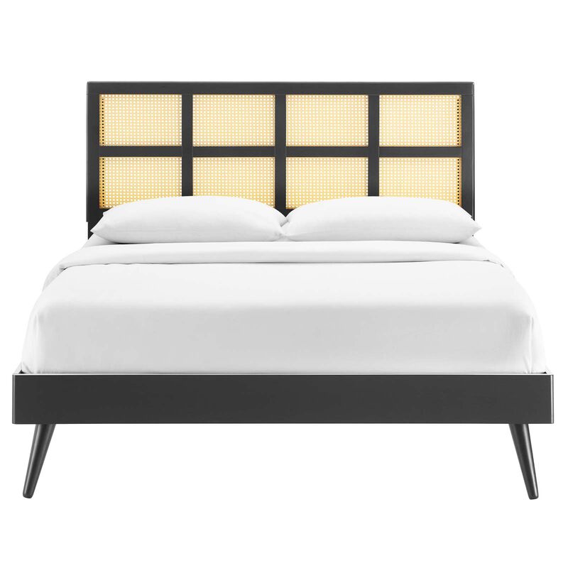 Modway - Sidney Cane and Wood King Platform Bed with Splayed Legs