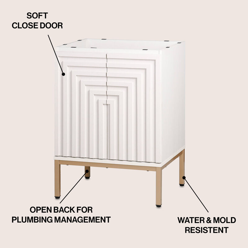 Rowan 24 in. W x 18 in. D x 33 in. H Geometric Modern Transitional 2-Shelf Bath Vanity Cabinet Only (Sink Basin Not Included)