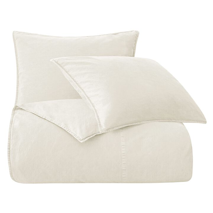 Stonewashed Natural Cotton Canvas King Duvet Cover Set