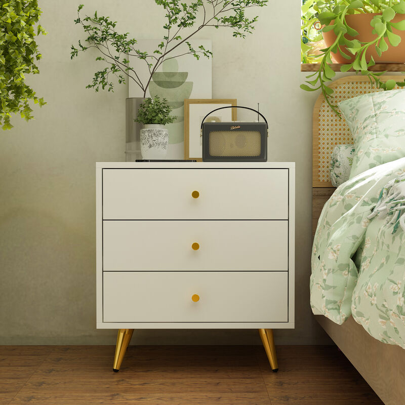 FUFU&GAGA Nightstand with Contemporary Design, 3 Drawers, Durable Composite Material, (19.7" W x 15.7" D x 20.8" H), White