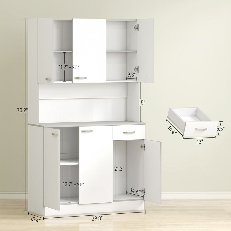 Hivvago Tall Storage Cabinet with Countertop and 3 Adjustable Shelves image number 2
