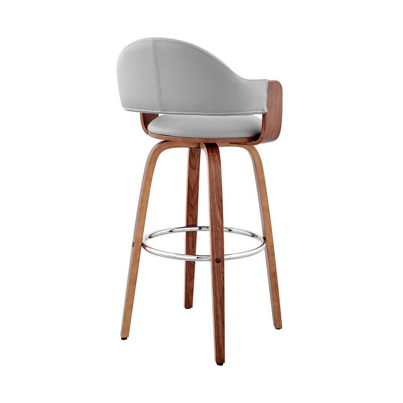 Daxton Gray Faux Leather and Walnut Wood Bar Stool image number 3