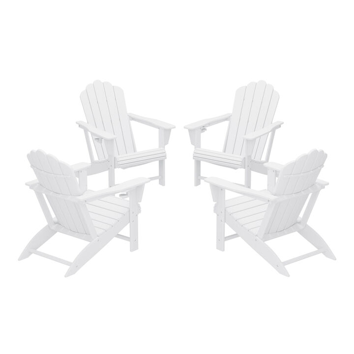 WestinTrends Outdoor Patio HDPE Adirondack Chairs With Cup Holders (Set of 4)