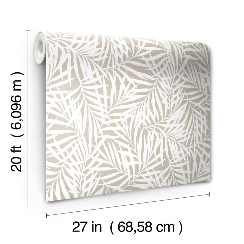 Oahu Fronds Off White Peel & Stick Wallpaper (Double Roll) image number 5