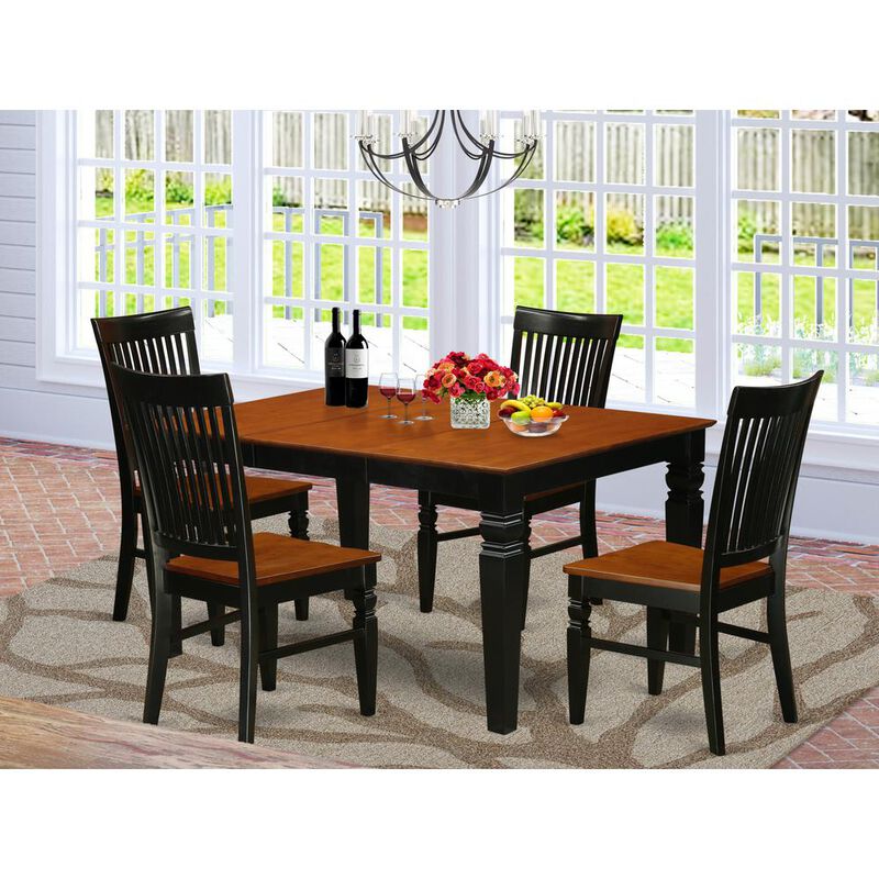 East West Furniture Dining Room Set Black & Cherry, WEST5-BCH-W