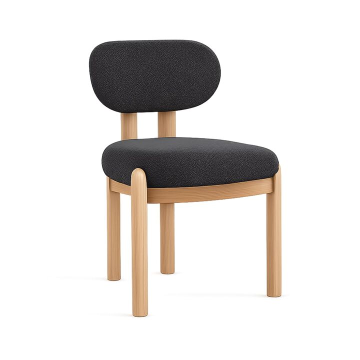 GOODSILO Mid-Century Modern Upholstered Wooden Dining Chairs Set of 2, Sturdy Space-Saving Seating for Kitchen and Dining Room Small Spaces