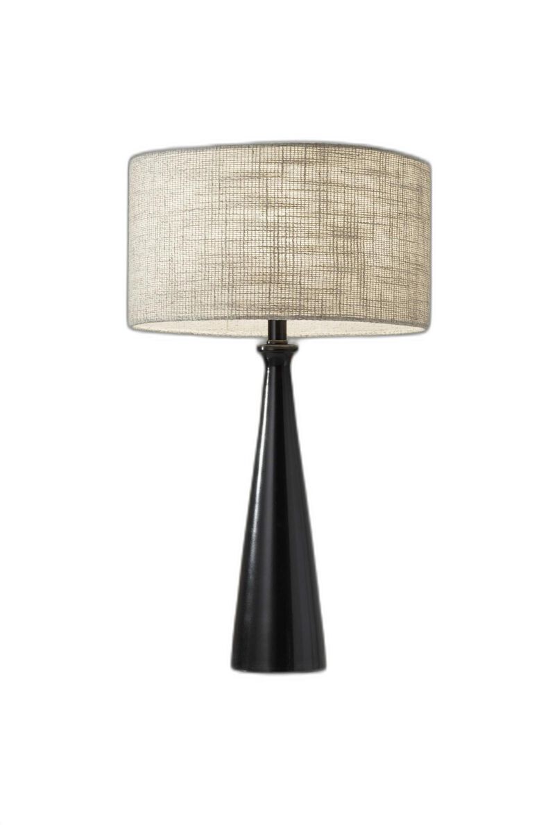 HomeRoots 22" Black Metal Geo Triangle Table Lamp With Beige Drum Shade image number 0