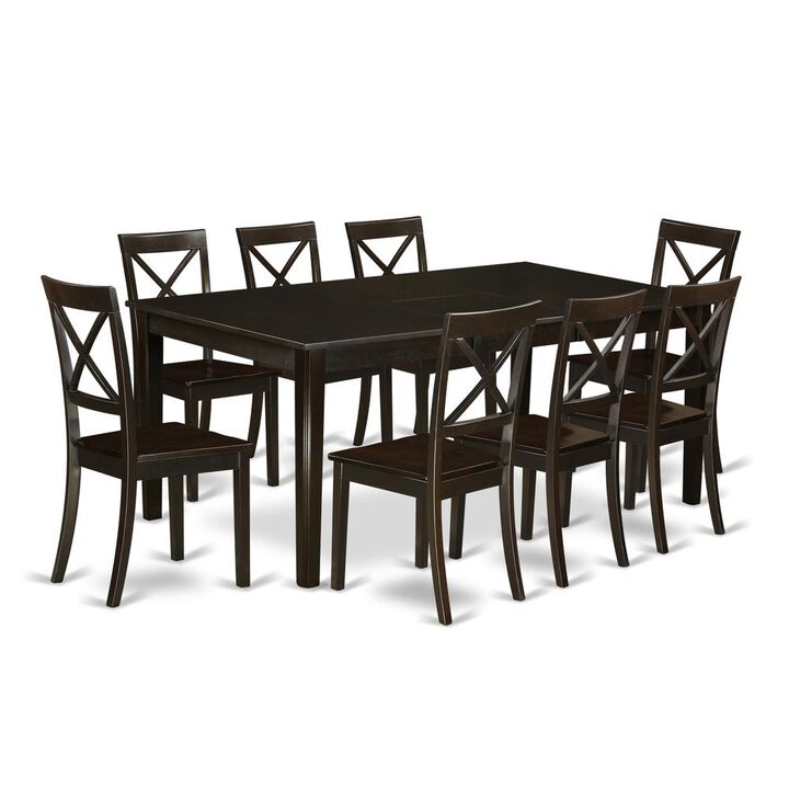 East West Furniture Dining Room Set Cappuccino, HEBO9-CAP-W