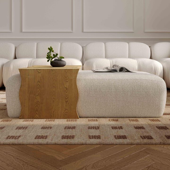 Tov Furniture Spencer Performance Basketweave Ottoman with Bridge Table (Cream)
