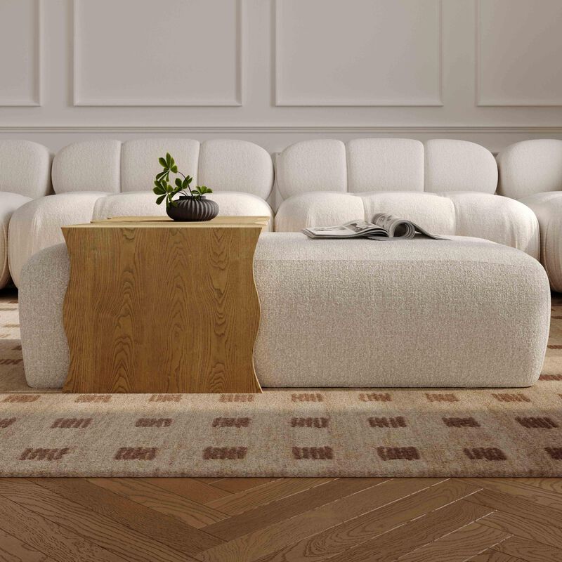 Tov Furniture Spencer Performance Basketweave Ottoman with Bridge Table (Cream) image number 1