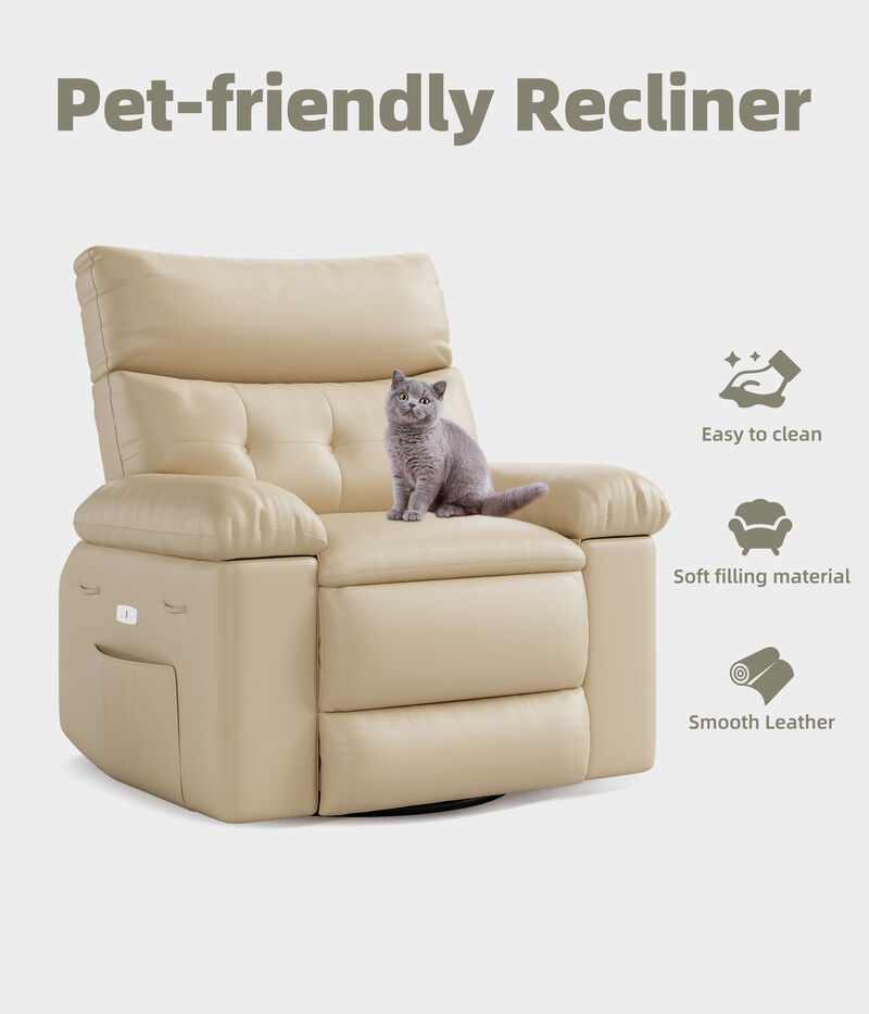 Oversized Manual Recliner Sofa Chair for Living Room, Bedroom, Nursery, Outdoor Relax, Beige image number 2