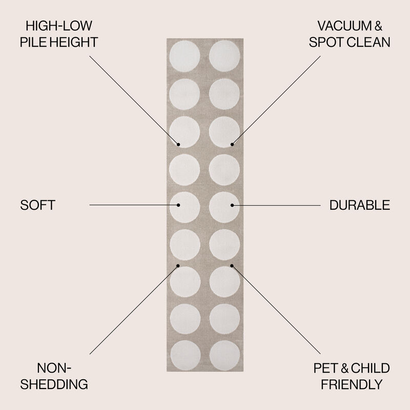 Adrian Modern Geometric Circle Dot High-Low Area Rug