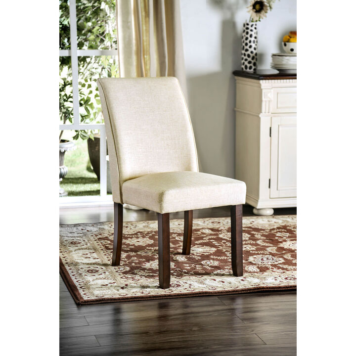Ivory Fabric Dining Chairs, Set of 2