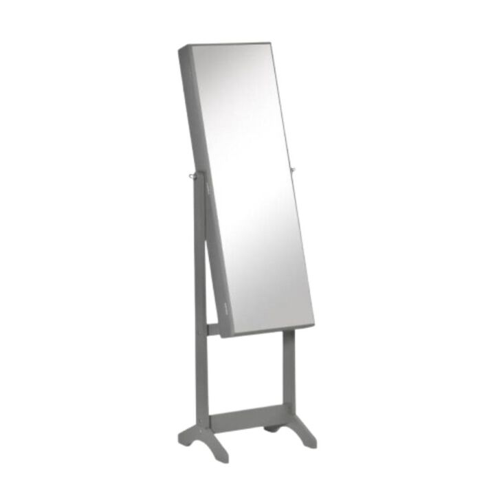 Hivvago 2-in-1 Jewelry Storage Cabinet Full Length Mirror in Gray Wood Finish