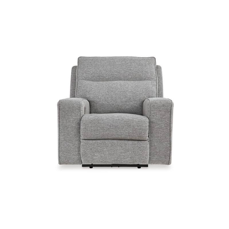 Cloe Power Recliner Chair, Adjustable Back, Gray Performance Nuvella - Benzara