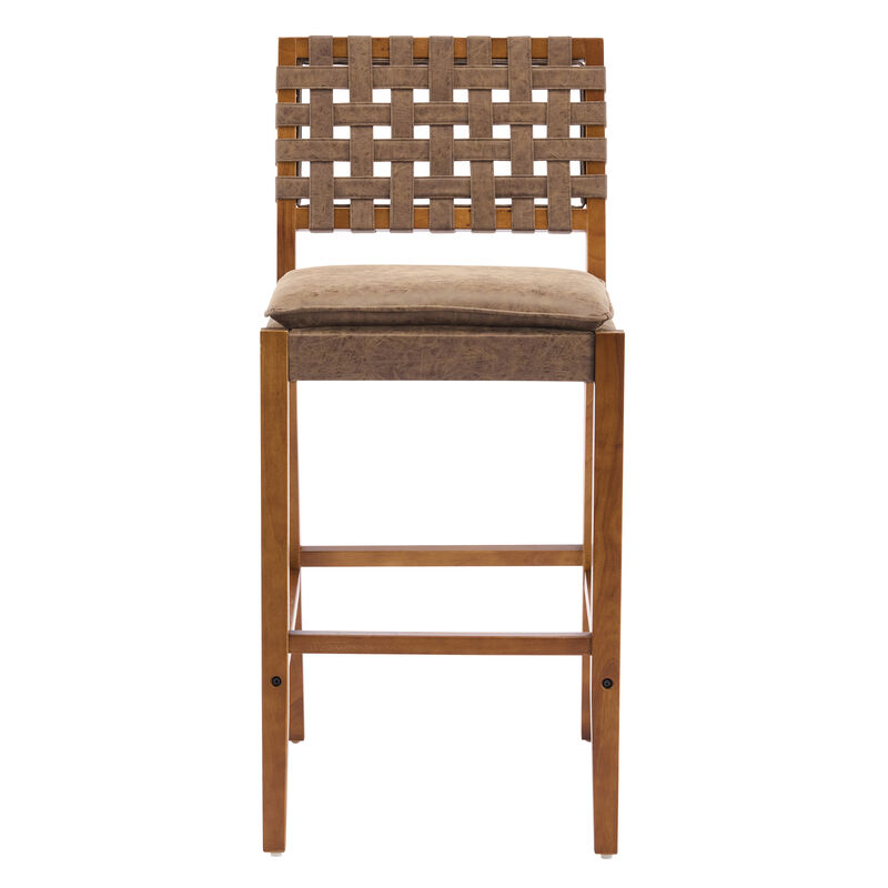 Christopher Knight Home Marc Contemporary Rubberwood and Faux Leather Upholstered Barstools (Set of 2) image number 6