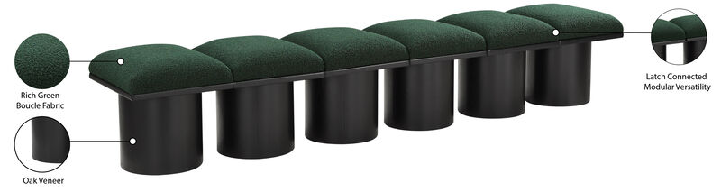Meridian Furniture Pavilion Green Boucle Fabric Bench