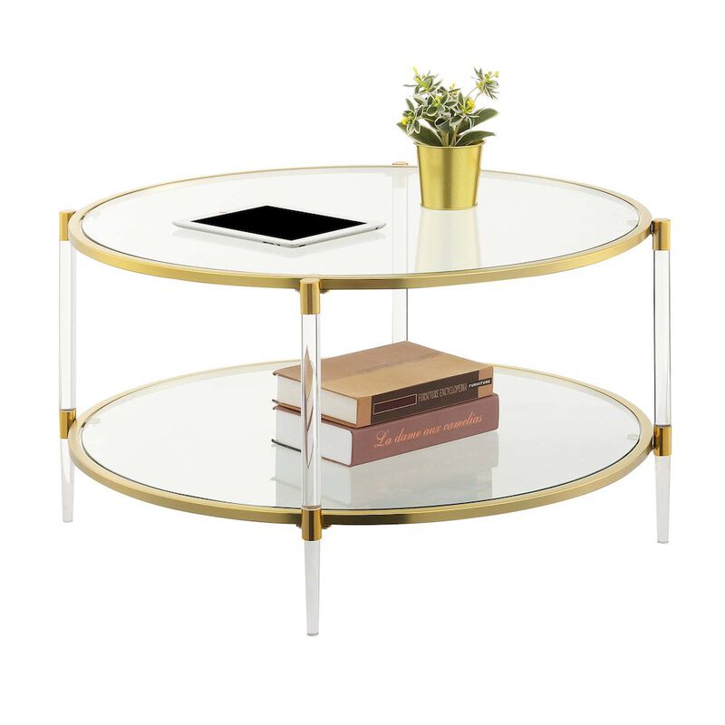 Convenience Concepts Royal Crest Acrylic Glass Coffee Table, Clear/Gold image number 1
