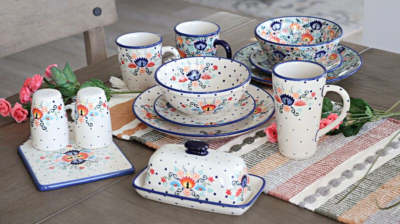 Blue Rose Polish Pottery Woodland Fern Salt & Pepper Shaker