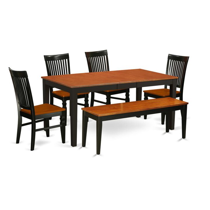 East West Furniture Dining Room Set Black & Cherry, NIWE6-BCH-W
