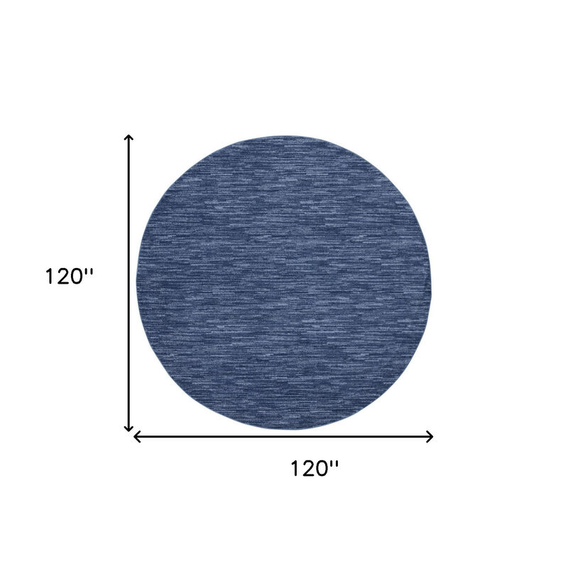 HomeRoots 10' Navy Blue And Denim Blue Round Indoor Outdoor Area Rug image number 3