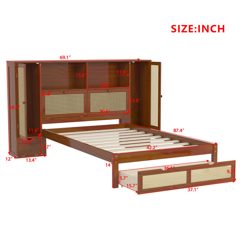 Merax Wooden Platform Bed with Storage Headboard