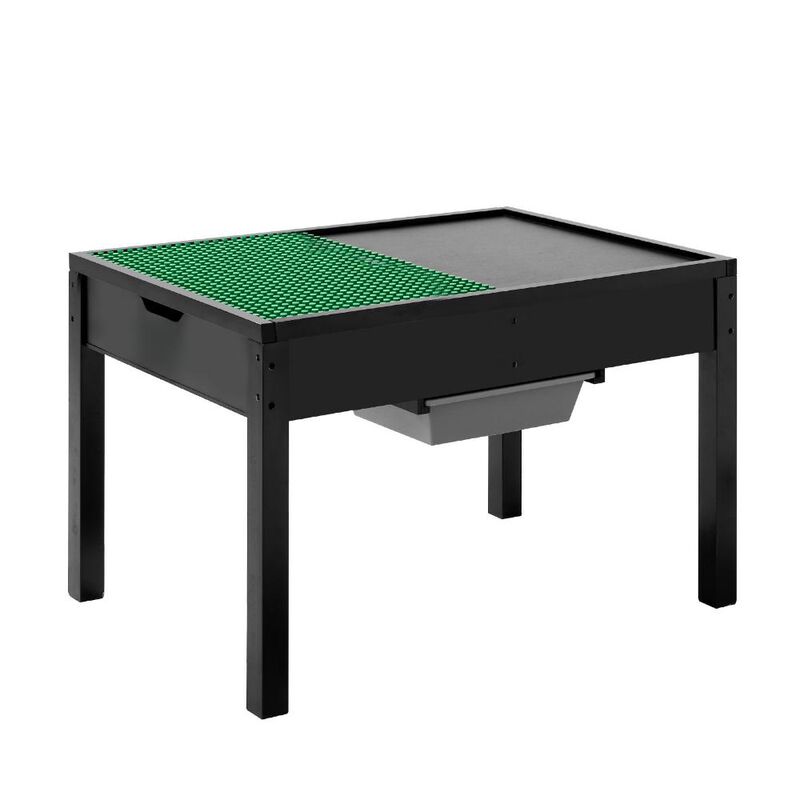Kids Wooden Activity Table with Double Sided Building Block Top and Storage Bins image number 7