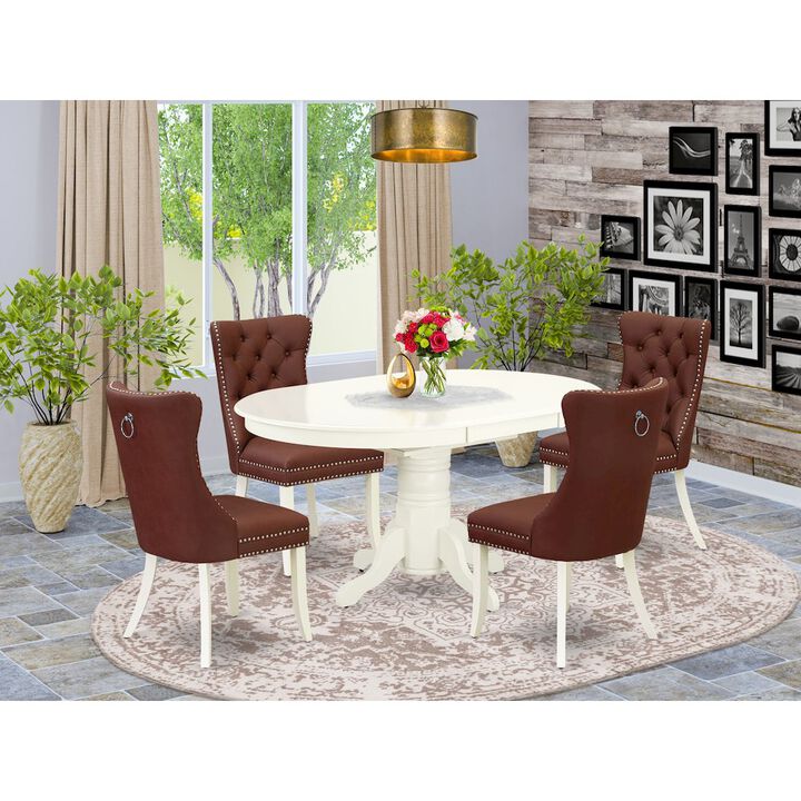 5 Piece Dining Room Furniture Set Consists of an Oval Dining Table