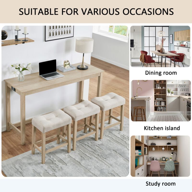 Kepfuf 4‑Piece Farmhouse Bar Table Set image number 2