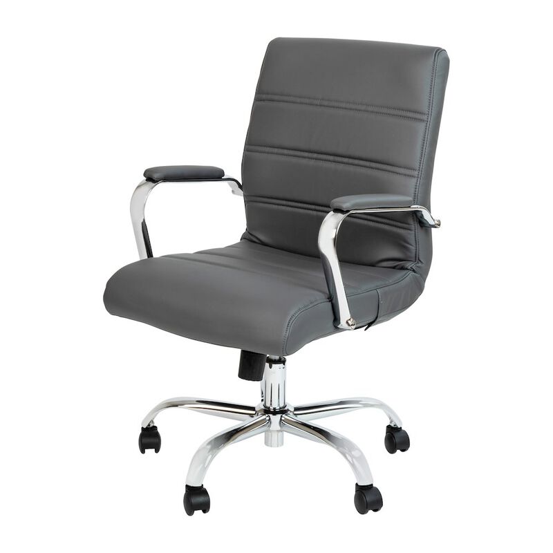 Flash Furniture Mid-Back Gray Executive Swivel Office Chair with Chrome Frame and Arms image number 0