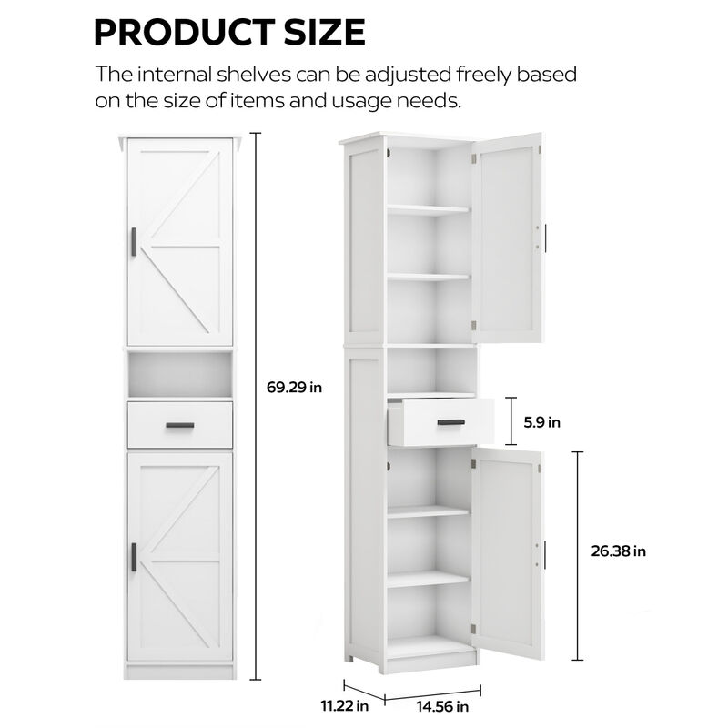 Zaxser Narrow Bathroom Storage Cabinet image number 7