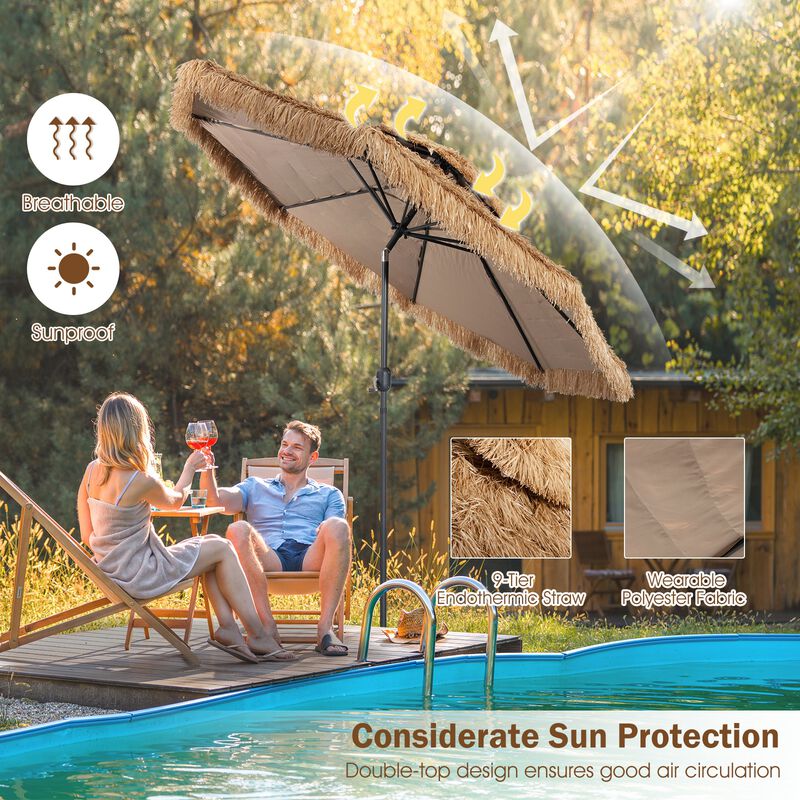 10 Feet Hawaiian Style Thatched Tiki Patio Umbrella for Beach and Poolside image number 2