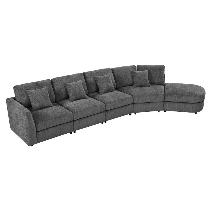 Merax Oversized Curved Sectional Sofa with Deep Seats, High-Density Foam & Pocket Springs