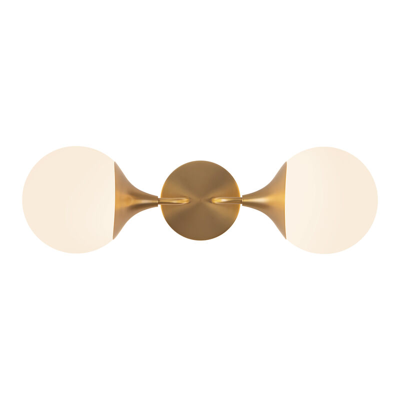 Nouveau 19-in Aged Gold/Opal Matte Glass 2 Lights Damp-Rated Wall/Vanity Light image number 0