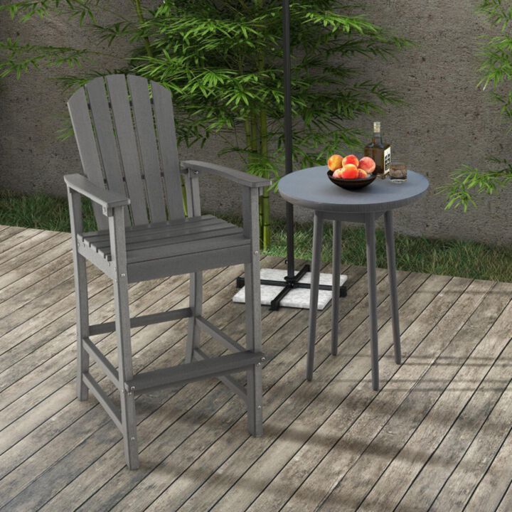 Hivvago Counter Height Outdoor HDPE Bar Stool with Armrests and Footrest