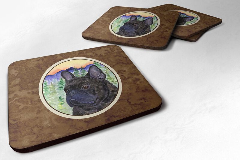 Caroline's Treasures SS8257FC French Bulldog Foam Coasters (Set of 4), 3.5 H x 3.5 W, Multicolor image number 0