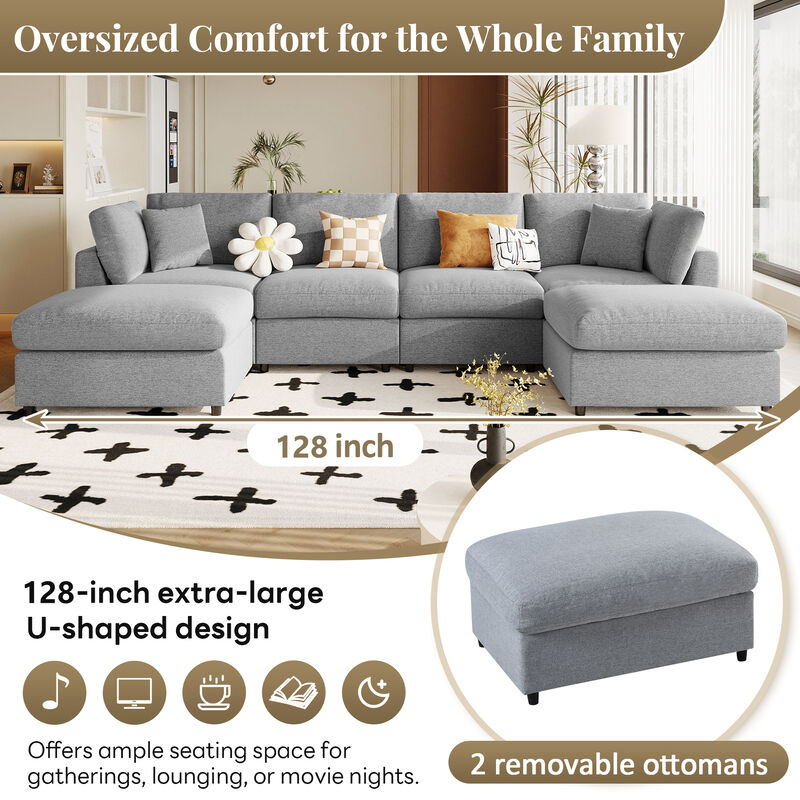 Spudmo 128" Large U-Shaped Sectional Sofa image number 3
