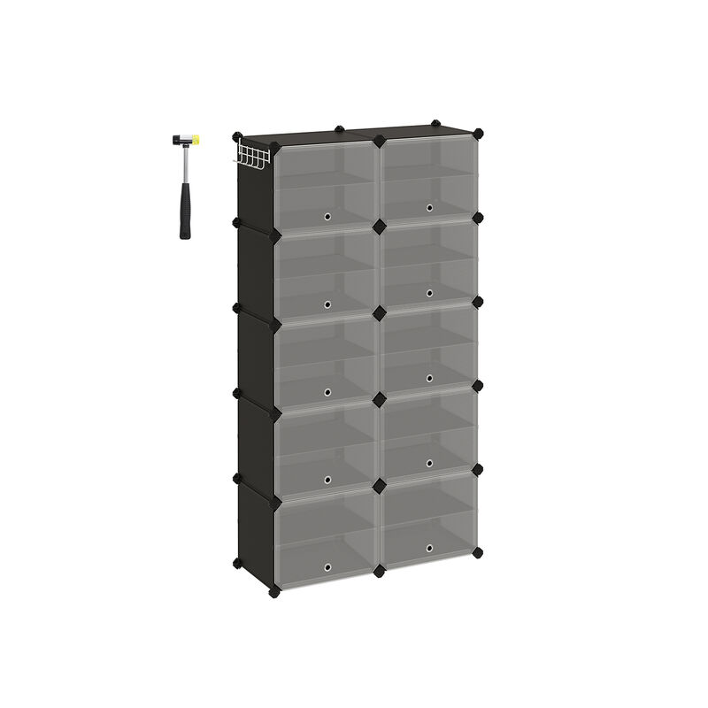 10-Cube Shoe Organizer with Doors for Concealed Storage and Stylish Organization