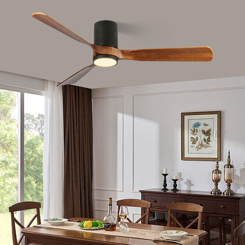 ELEMENT ACE Contemporary Indoor Outdoor LED Ceiling Fan with Wood Blades and Remote Control image number 6
