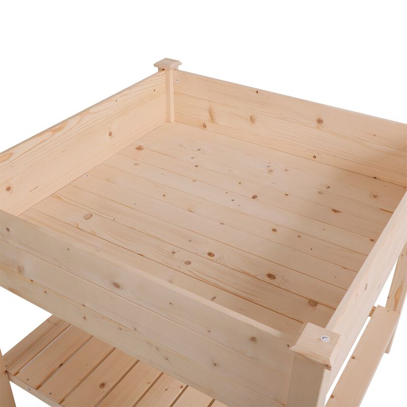 QuikFurn FarmHome Square Fir Wooden Raised Garden Planter Box